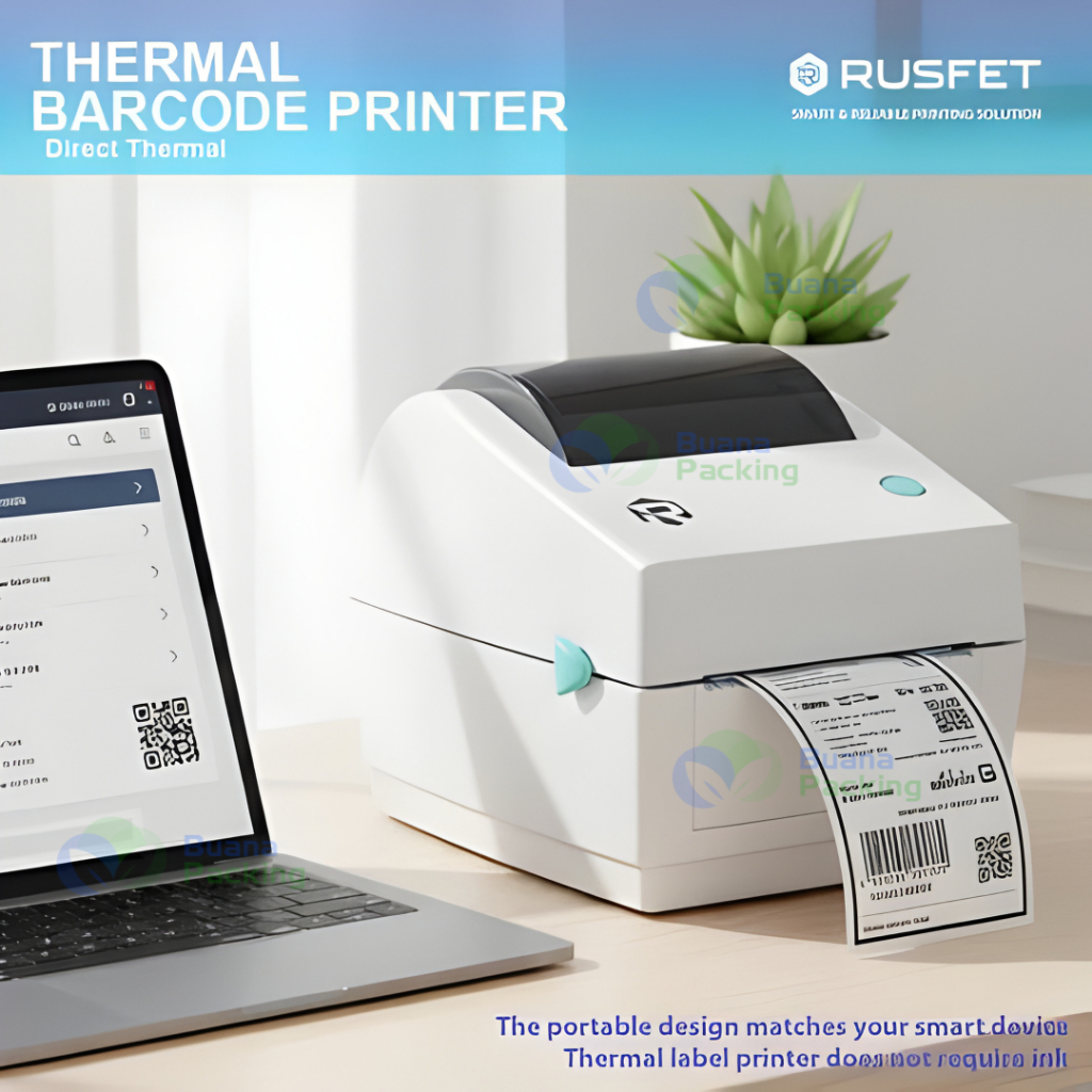 Jual RUSFET THERMAL PRINTER LABEL BARCODE HIGH SPEED 4inch USB THERMAL ...