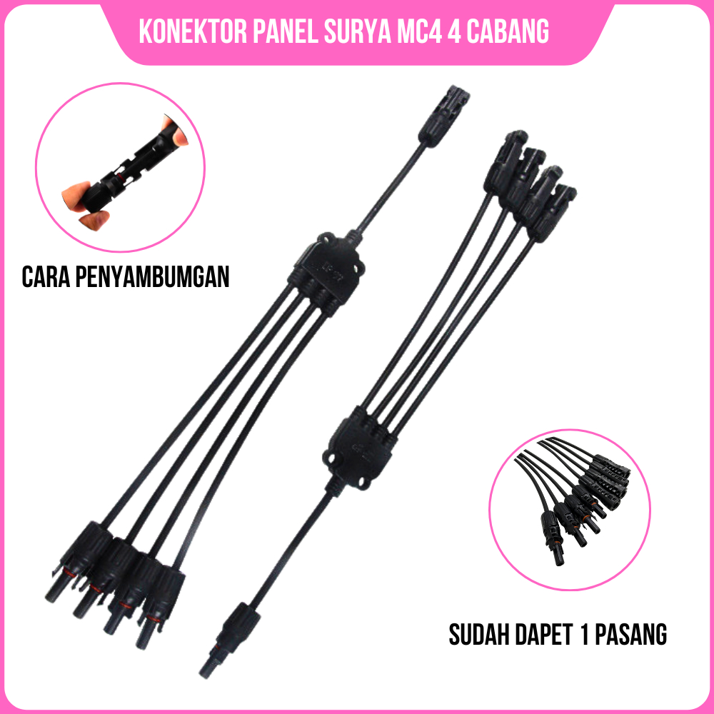 Jual Kabel Konektor Solar Panel MC4 4 Cabang Dan 2 Cabang Colokan ...