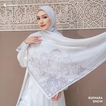 TAZBIYA Scarf Hijab Motif BUKHARA (Hijab Segiempat Square Bahan Voal Motif Islamic Syar'I Raya