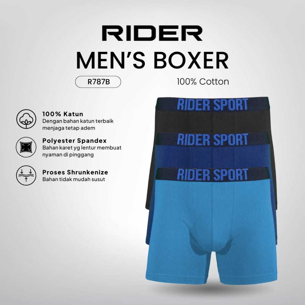 Jual Rider Sport Boxer - Boxer Pria R787B isi 1 Pcs Original 100% Katun ...