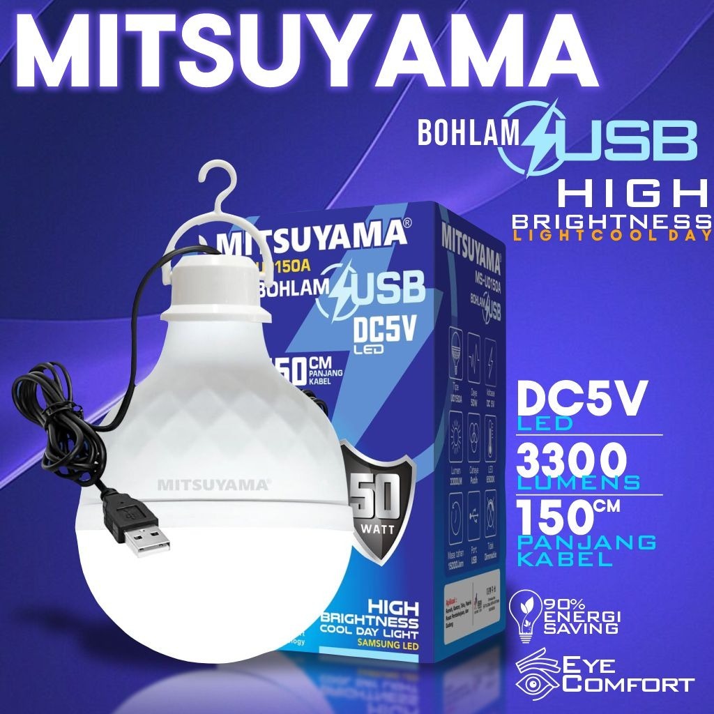 Jual Lampu / Bohlam LED DC 5V Kabel USB Merek Mitsuyama New Model 10W ...