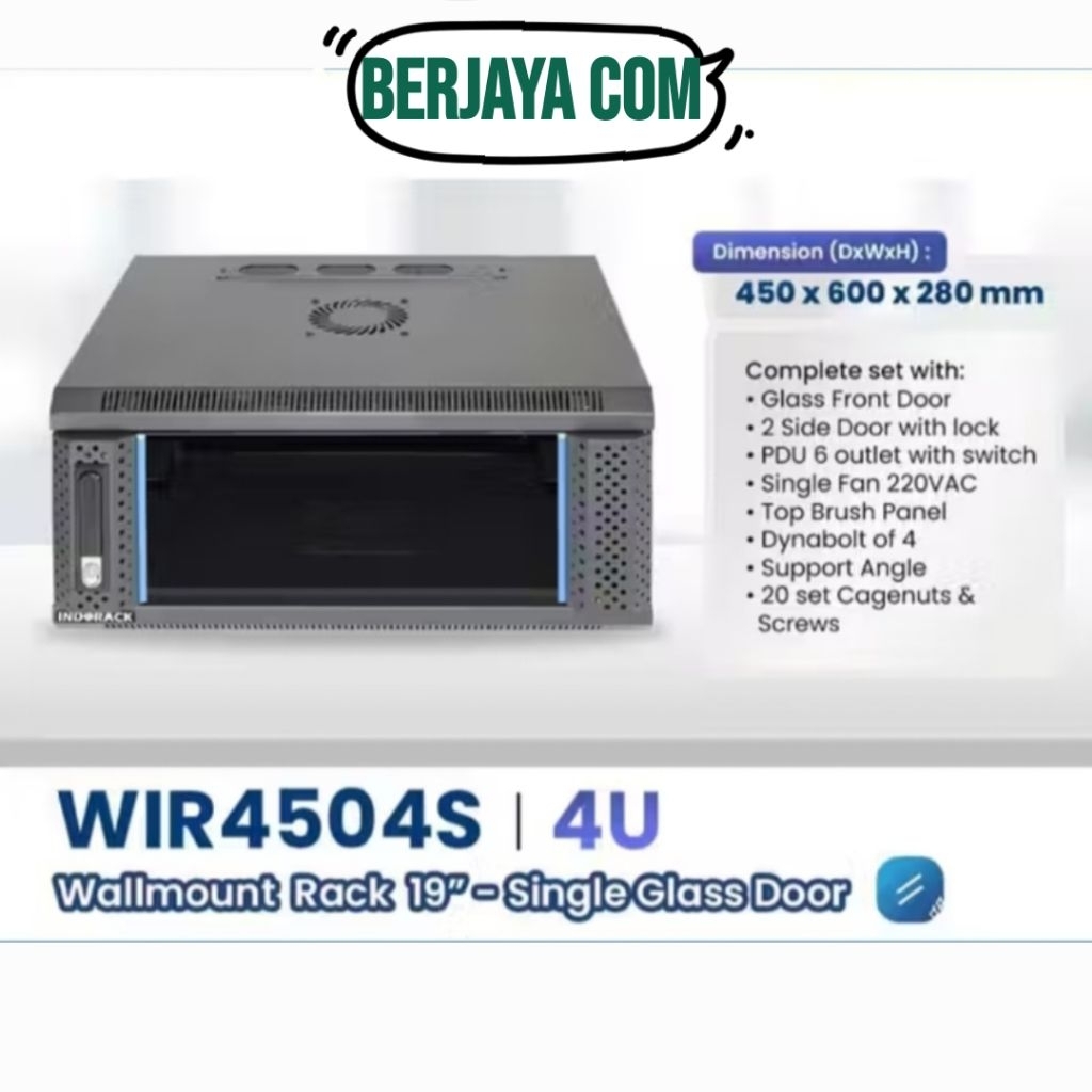 Jual Rack Server Wallmount 4u Depth 450mm Wir4504s Indorack Single ...