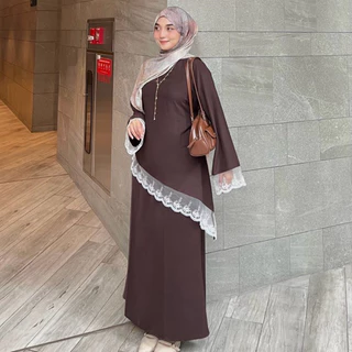 Zhafira Lace Tunik Rok Asimetris Elegan Set