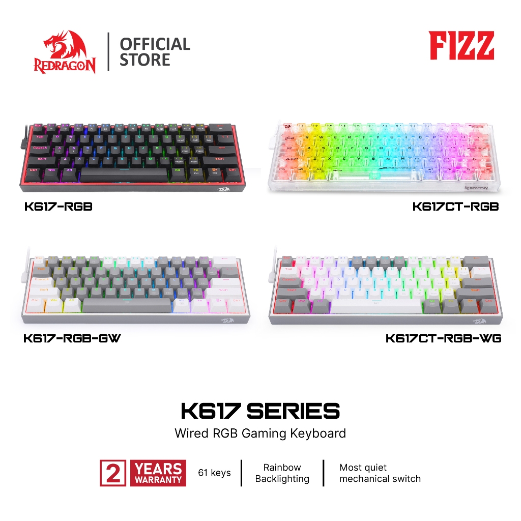 Jual Redragon FIZZ K617 RGB 60% Mechanical Keyboard Pro Software ...