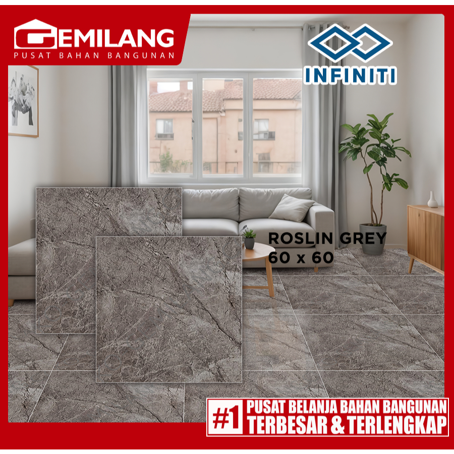 Jual INFINITY GRANIT ROSLIN GREY 60 x 60 | Shopee Indonesia