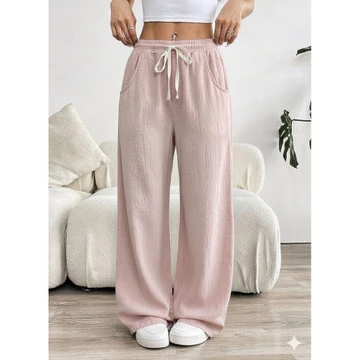 Celana Kulot Wanita Bahan Linen Premium Tali Serut Pinggang Full Karet Highwaist