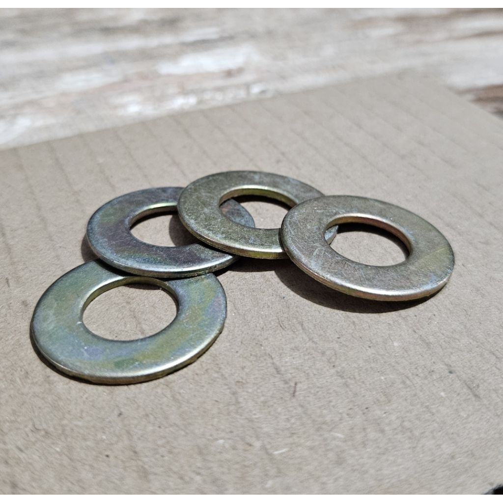 Jual (Paket isi 20 biji) Ring Plat M12x26x1mm Tipis Kuning untuk Baut ...