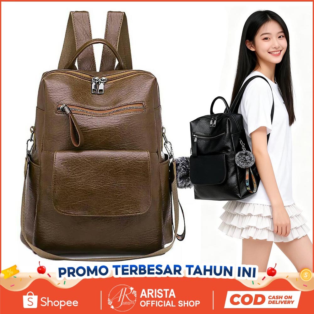 Jual ARISTA Tas Ransel Wanita Kulit Sintetis Backpack Fashion simpel ...