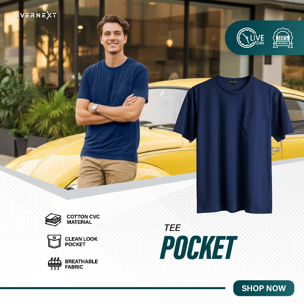 Jual Evernext - Kaos Polos Pria Pocket Tee Pria Kaos Kantong Saku Pria ...