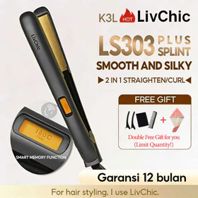 LivChic 2IN1 Catok Rambut Untuk Meluruskan Dan Keriting LS303 Ringan Alat Pengeriting Rambut