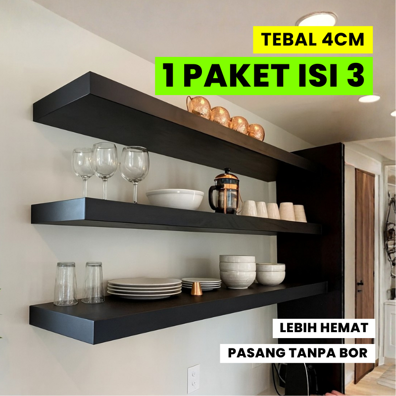 Jual Tata Ruang Rak Ambalan Minimalis 3pcs 120x20cm,100x20cm,80x20cm ...