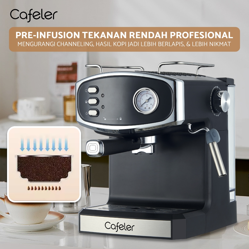 Jual Mesin Kopi Espresso Cafeler 20 Bar Coffee Maker Machine Steam Wand ...