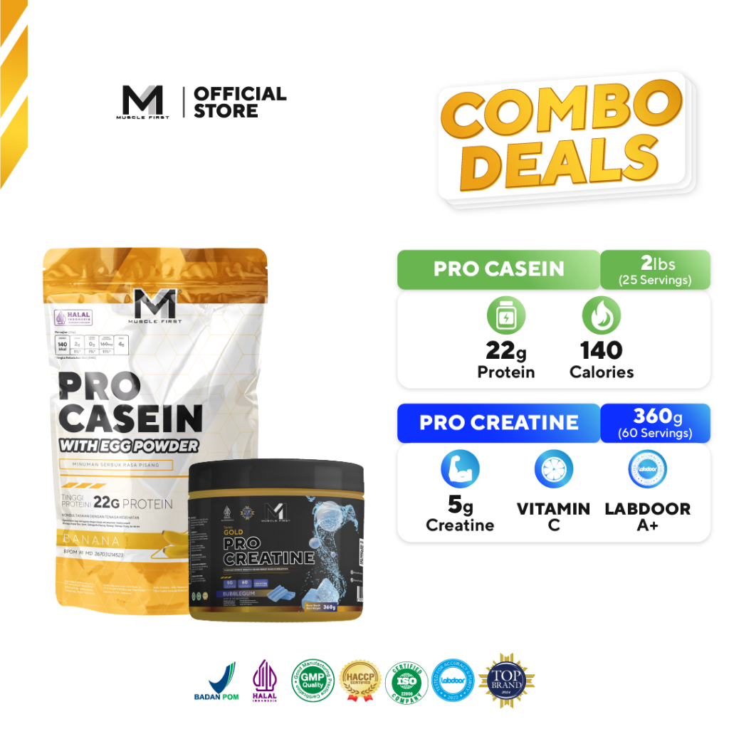 Jual [BUNDLE] MUSCLE FIRST Casein 2lbs + Creatine 360gr Suplemen ...