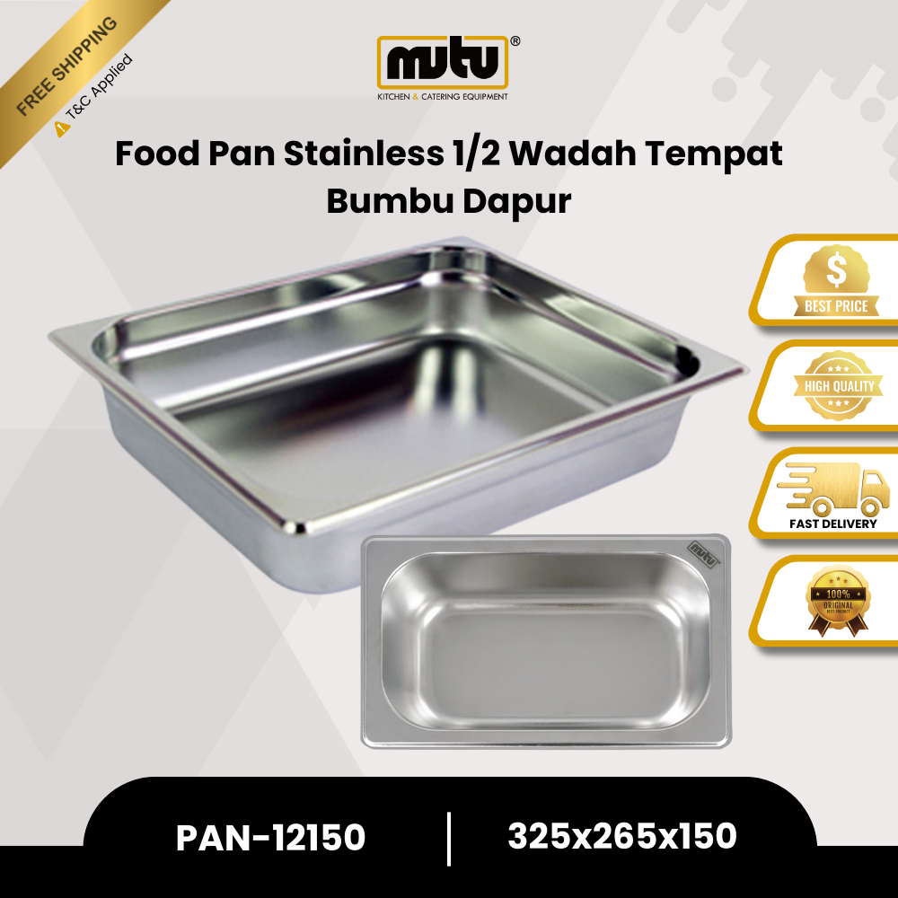 Jual MUTU Food Pan Stainless 1/2 Kedalaman 15 cm Wadah Tempat Makanan ...