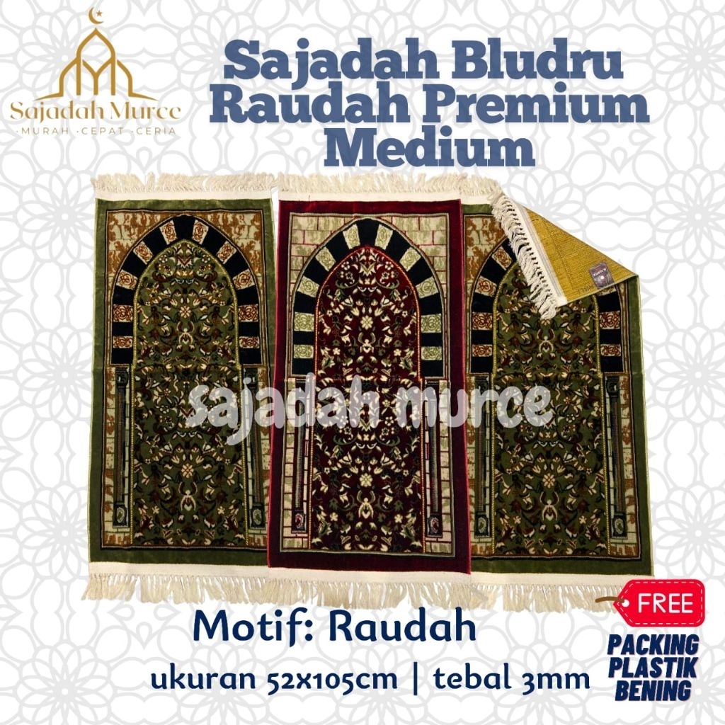 Jual Sajadah Bludru Raudah Premium Medium 52x105 Ada label Turki ...