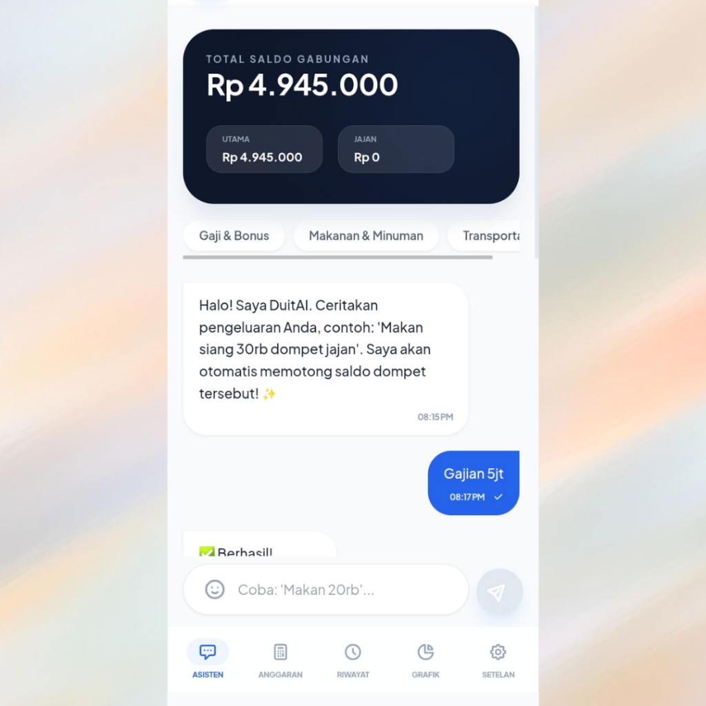 Aplikasi Pencatat Keuangan AI (React + Gemini) - DuitAI