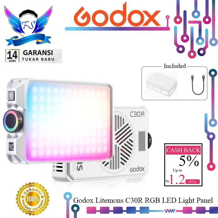 Pannello LED Godox Litemons C30Bi – 30W Bicolore 2800K-6500K Con Batteria Integrata