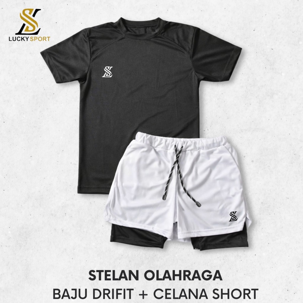 Stelan Jersey Baju Dan Celana Olahraga Voli Lari Running futsal joging jogging fitness gym Pria wanita