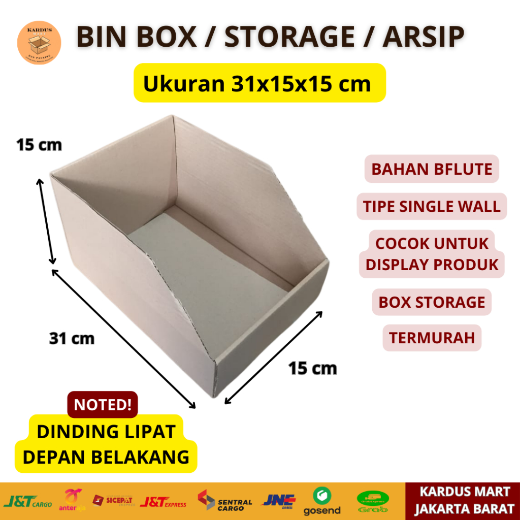 Jual Bin Box Ukuran 31x15x15 cm / Box Storage / Dus Display Produk ...