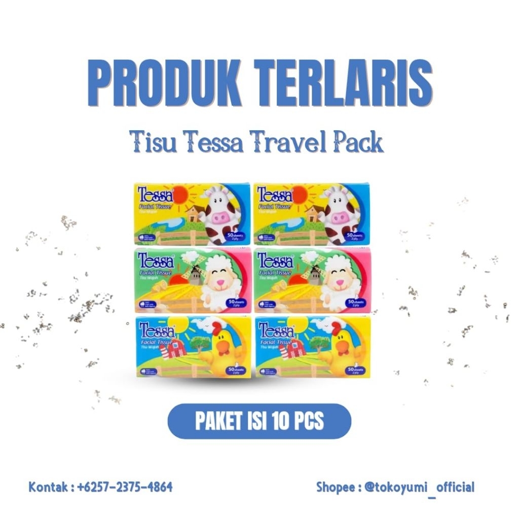 Jual PAKET ISI 10PCS TISU TESSA TRAVEL PACK 50SHEETS 2PLY MURAH ...