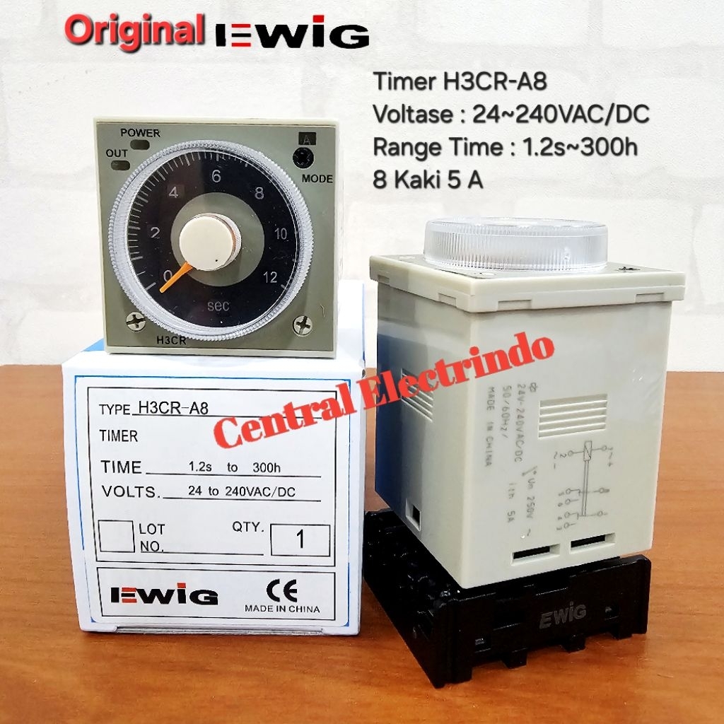 Jual Timer Original EWIG H3CR-A8 24-240VAC/DC 4 Mode + Socket 8 Pin ...