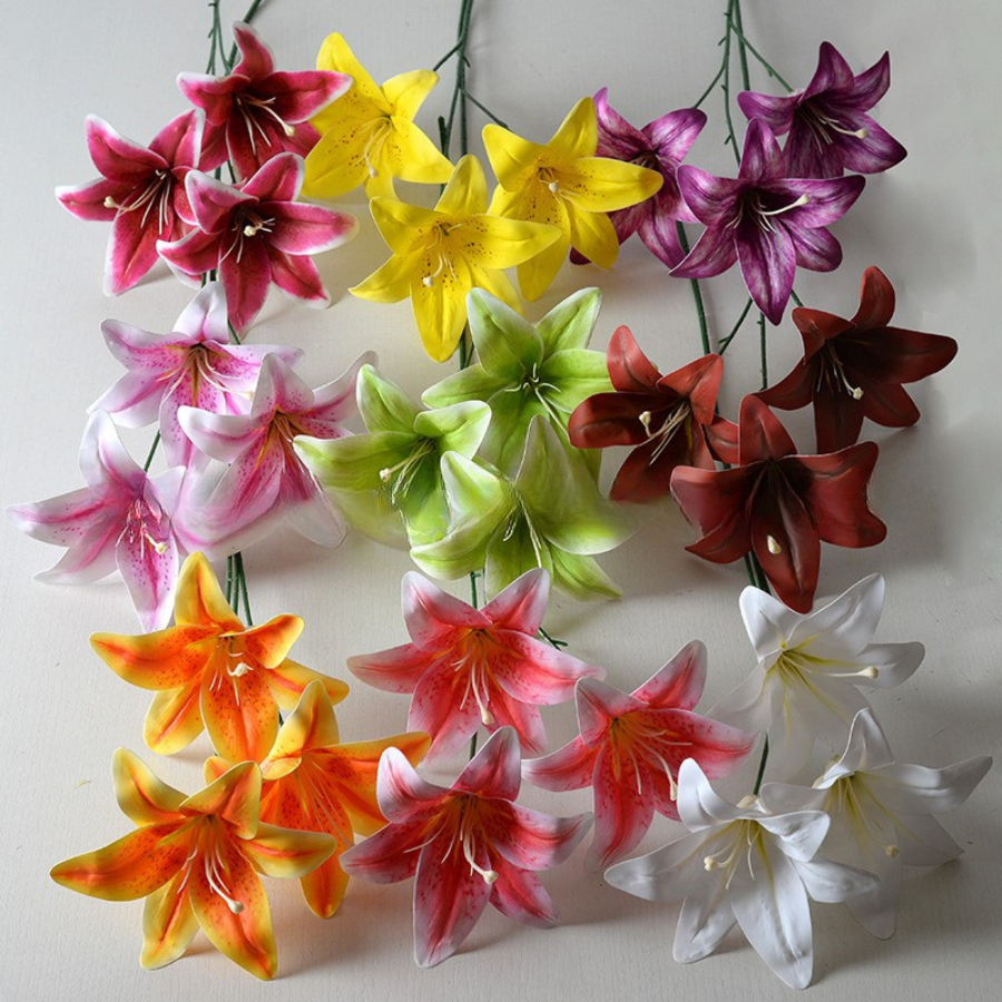 Jual HIASAN BUNGA PALSU LILY 3 KUNTUM ARTIFICAL BOUQUET LILI FAKE ...