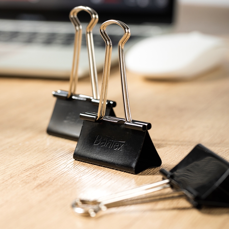 Bantex Binder Clip Penjepit Kertas 105 / 107 / 111 / 155 / 200 / 260 Classic Black (4)