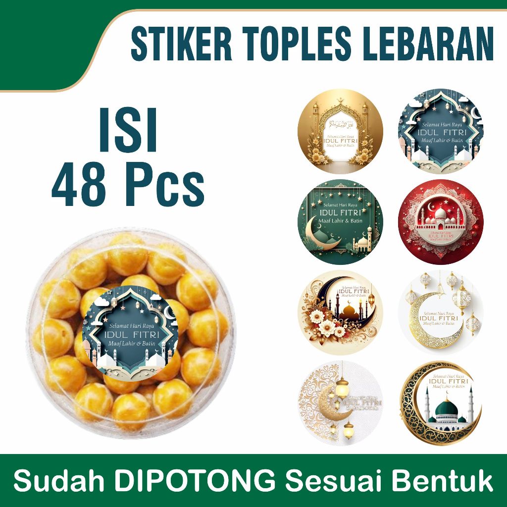 Jual Sticker Label Model Bulat Sticker kue Lebaran Stiker Label Toples ...