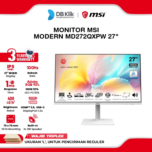 Jual MSI Modern MD272QXPW White LED Monitor 27