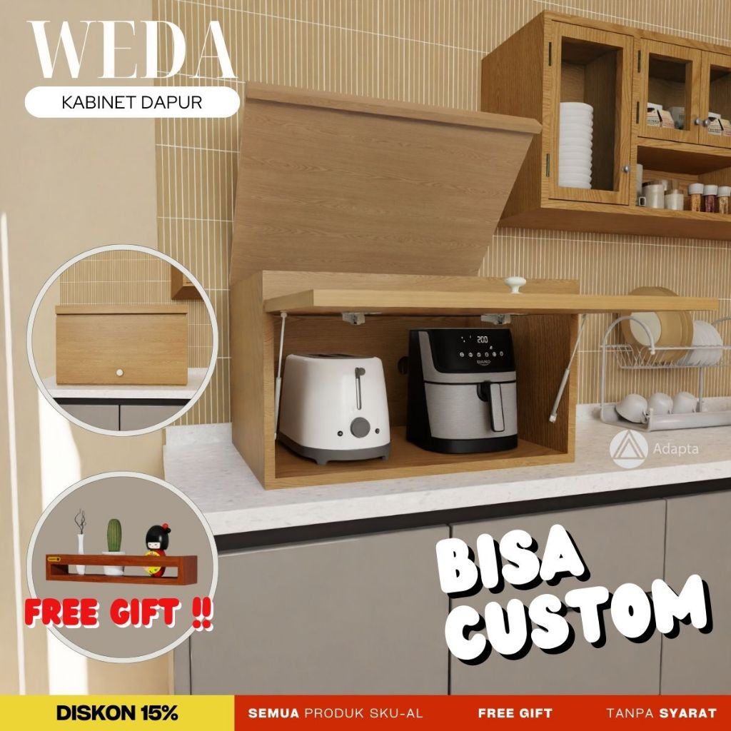 Adapta- Kabinet Dapur Minimalis Hidden Storage- Kitchen Set Multifungsi- Lemari Dapur Modern-AL_WEDA