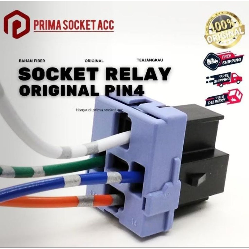 Jual 2 pc Socket Relay Original Pin 4 / Soket Relay 0riginal kabel 4 ...
