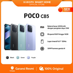 POCO C85 (6/128 GB) (8/256 GB) Baterai besar 6000mAh dengan pengisian daya 33W |