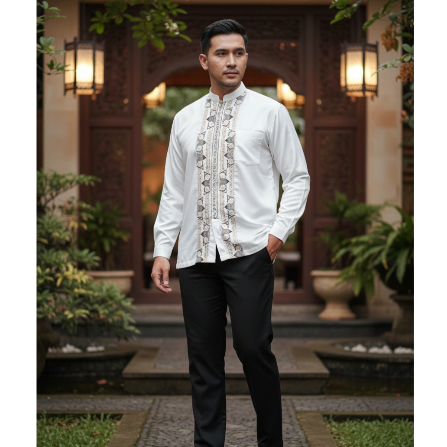 Baju Koko Pria Dewasa Terbaru Lengan Panjang Al qadr/AB Al kahfi Bareno Katun COD