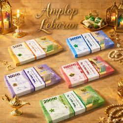 Amplop Lebaran 3D Box THR  Motif Uang Gepok Viral Kekinian Isi 5 Pcs