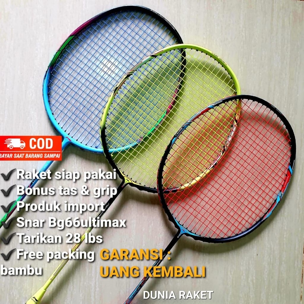 Jual Raket Badminton Tipe Terbaru Bahan Carbon Graphite Lentur 26-28lbs ...