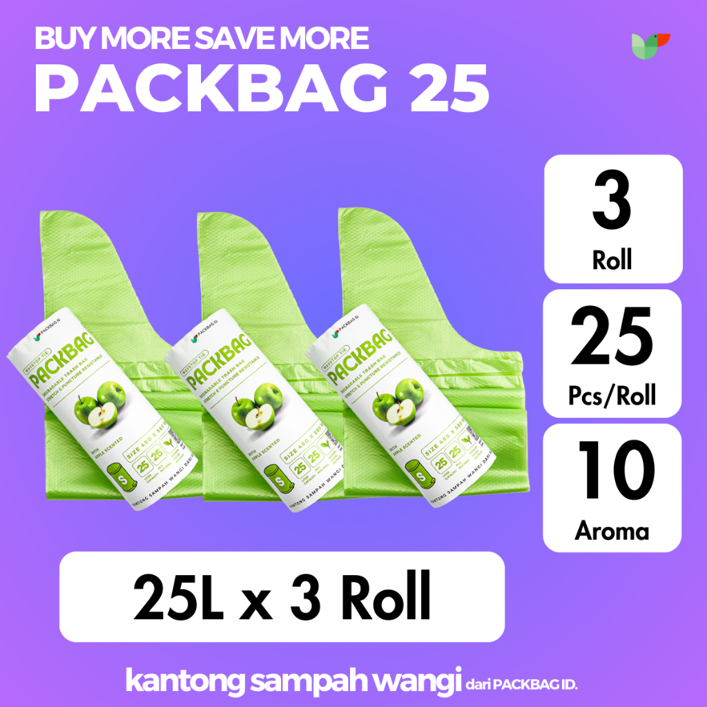 Jual PACKBAG ID, Triple Pack Packbag 25L, Kantong Sampah Wangi ...