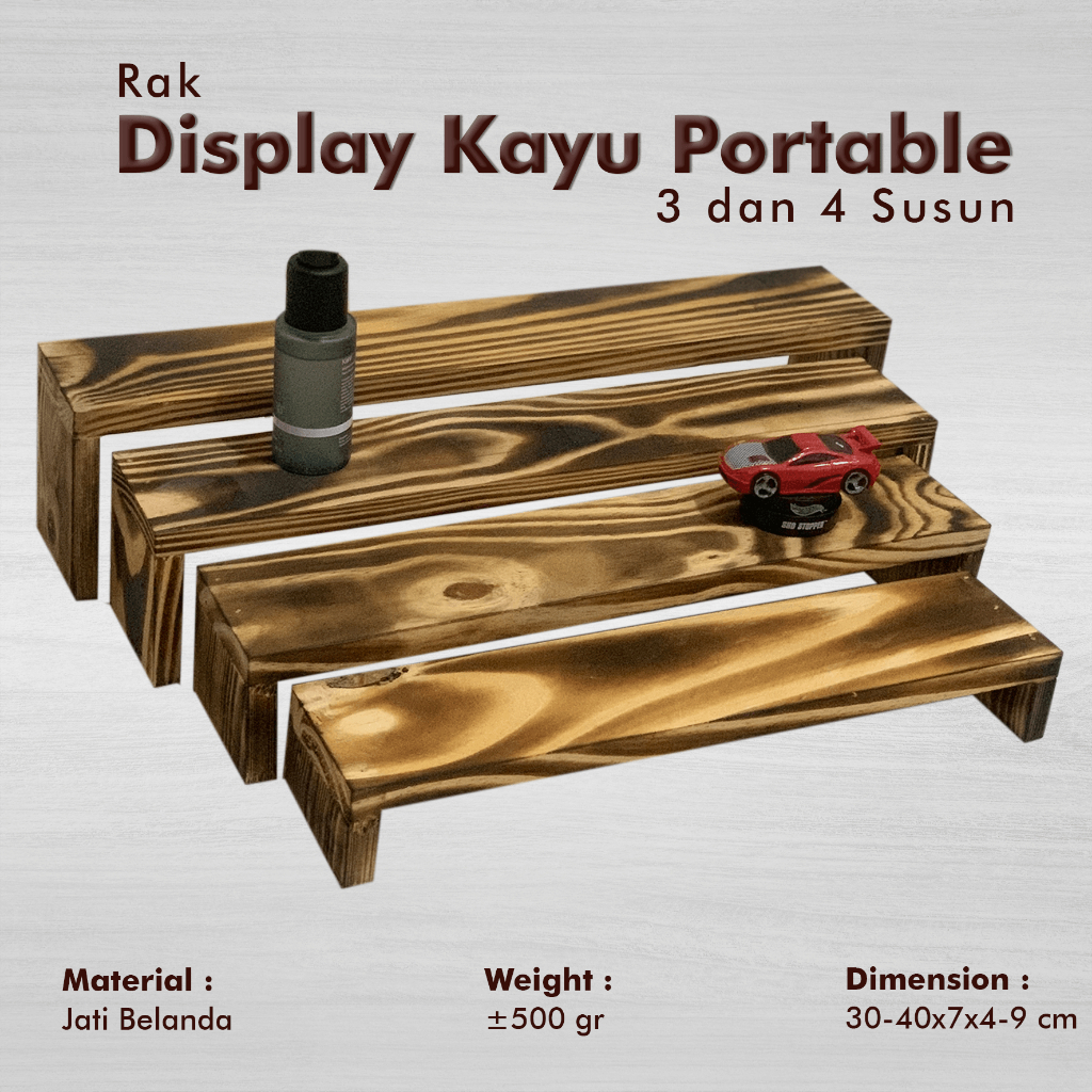 Jual Rak Kayu Display Portable 3 dan 4 Susun Vintage Aesthetic Kayu ...