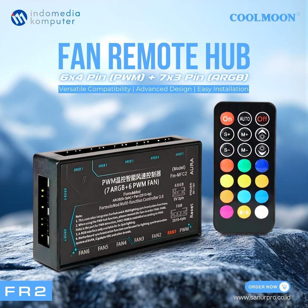 Jual Fan Remote Control HUB PWM 4Pin+3Pin 5V ARGB Remote Control 5V ...