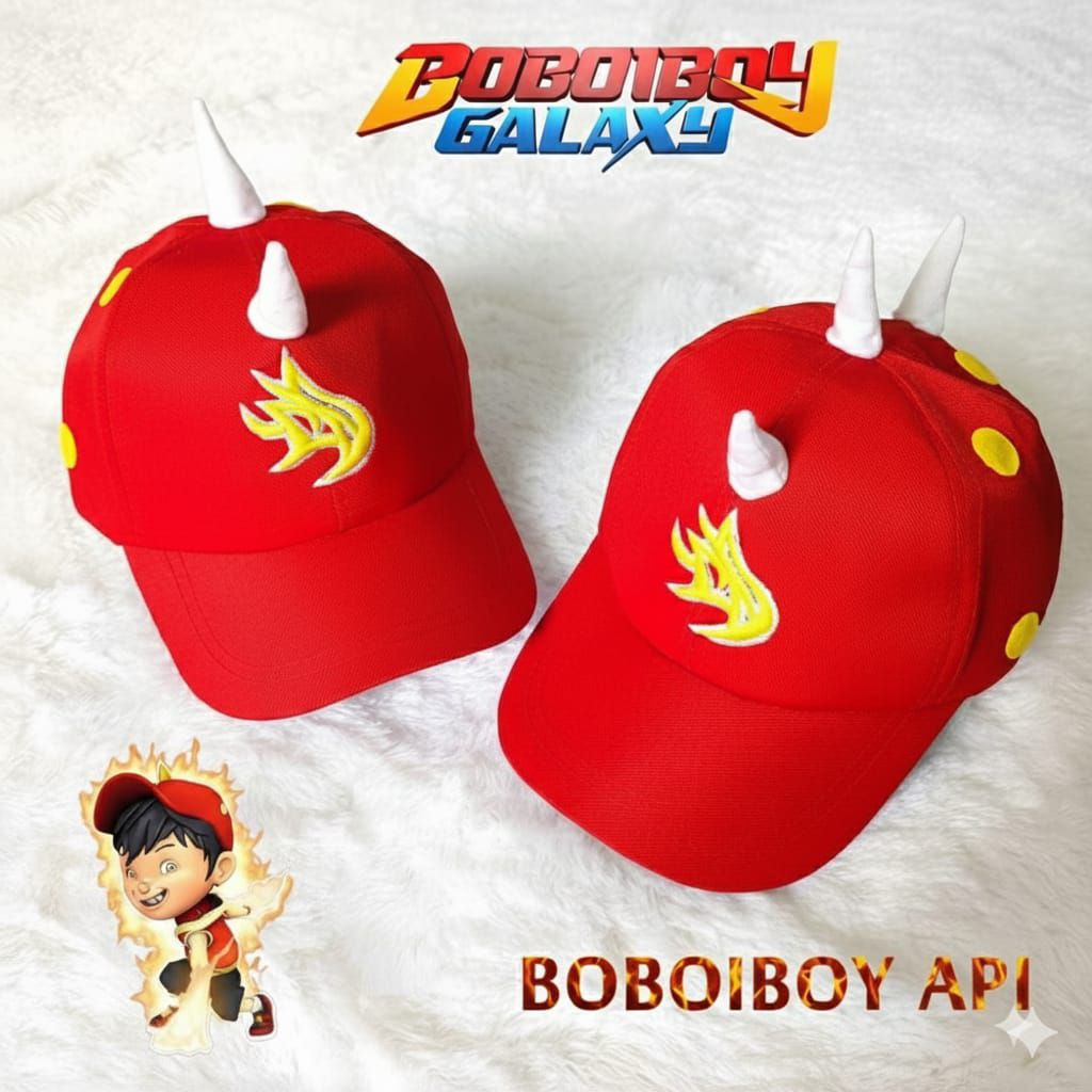 Jual Topi anak Boboiboy Api Topi Boboiboy Api dengan tanduk 3D Kado ...