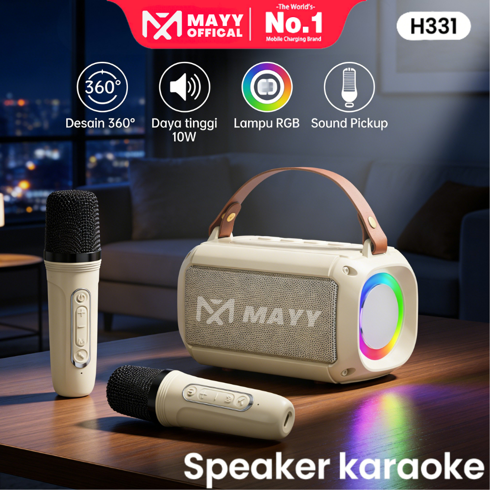 Jual Mayy official id 2MIC Speaker karaoke bluetooth 1 SET RGB Wireless ...