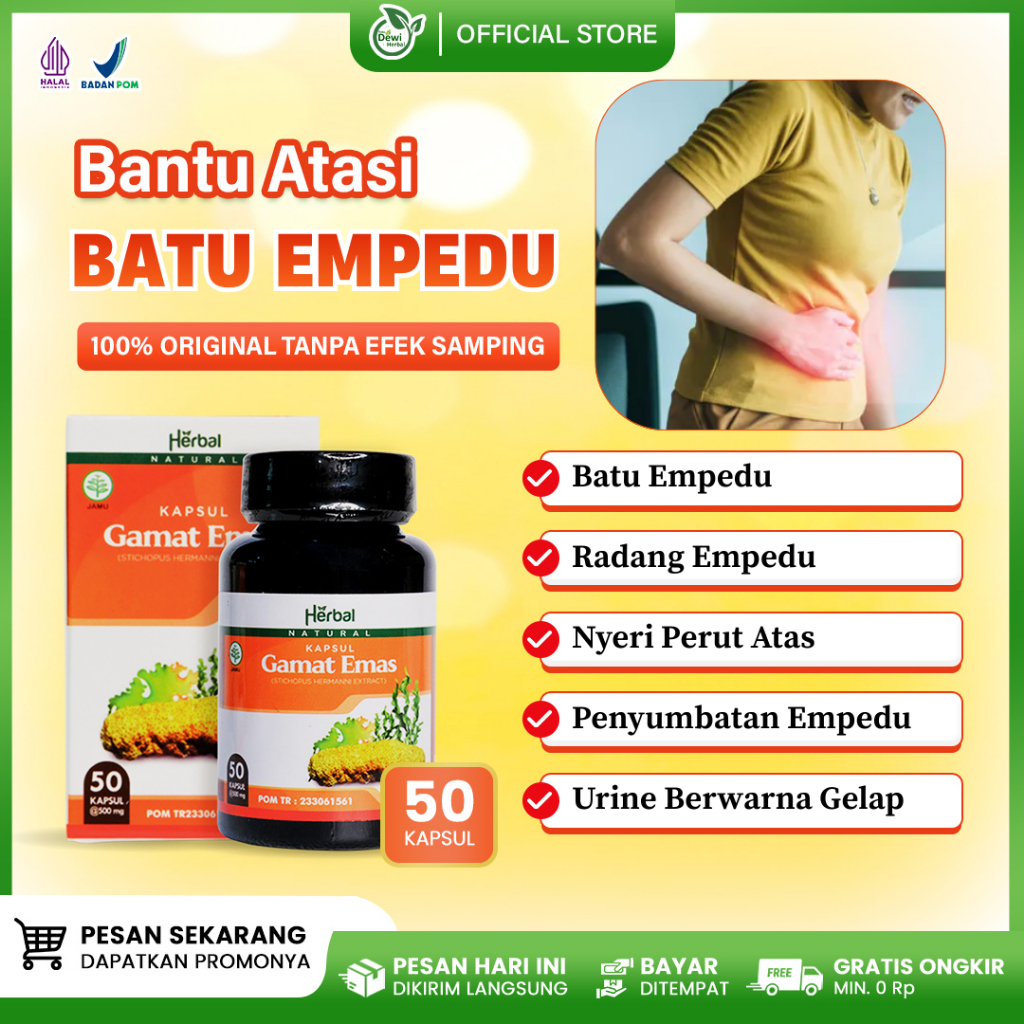 Obat Herbal Penghancur Batu Empedu, Nyeri Perut Sebelah Kanan - Walatra Goldmax Kapsul Gamat Emas