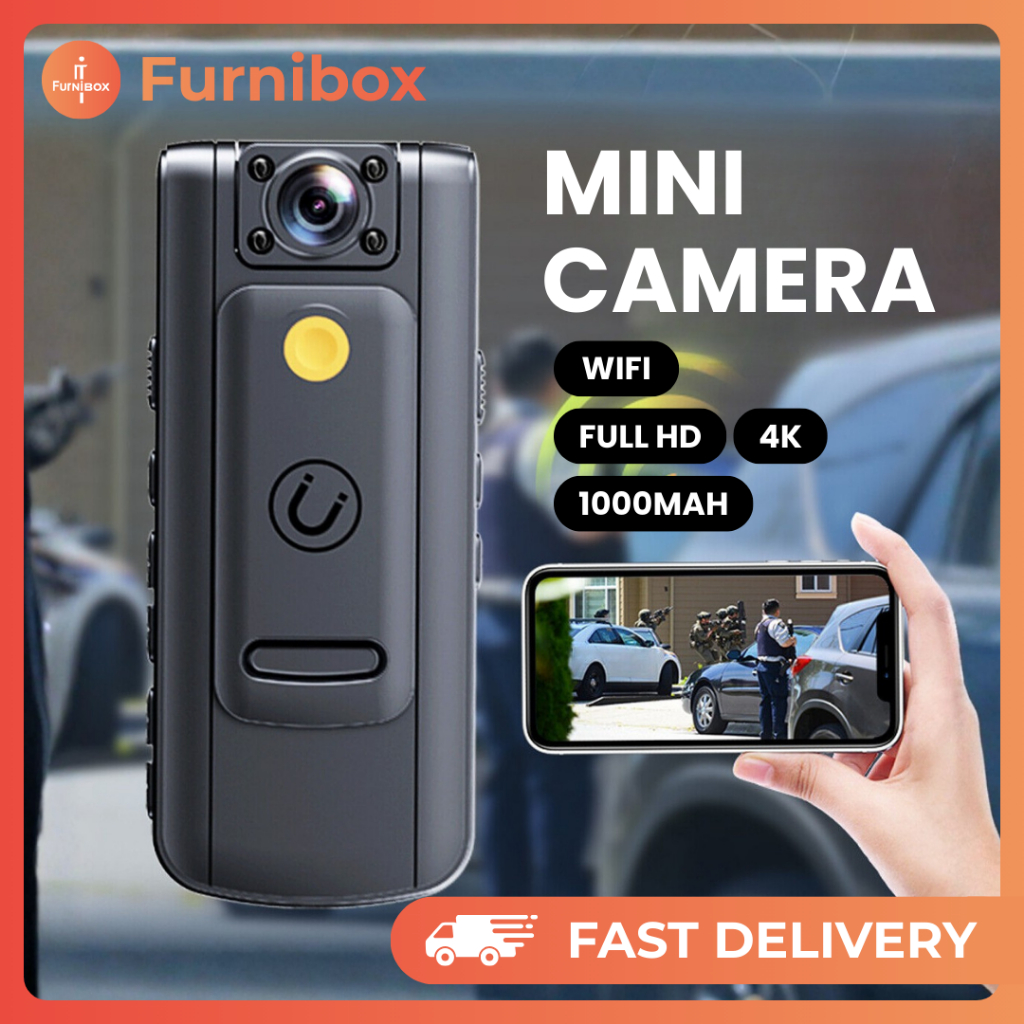 Jual Body Cam Mini Camera Full HD 4K Kamera Badan Tersembunyi Vlog WiFi ...