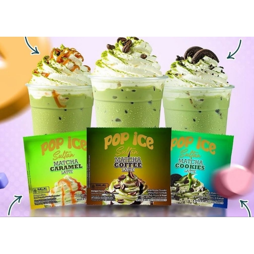 Jual Pop ice sultan matcha 1 renteng isi 10 sachet | Shopee Indonesia