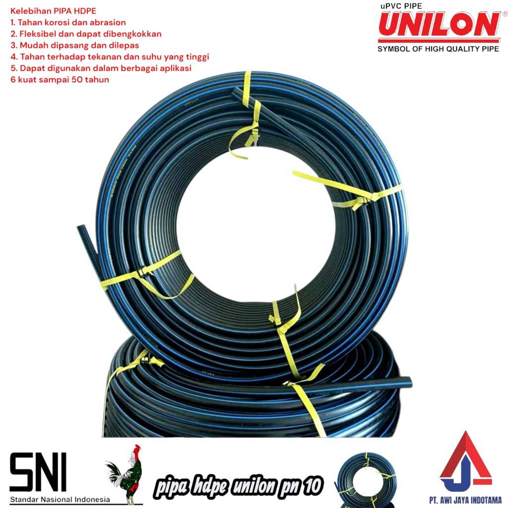 Jual PIPA HDPE UNILON 3/4 INCH ( 25MM ) PN 10 - SDR17 PE -100 - 1 ROLL ...