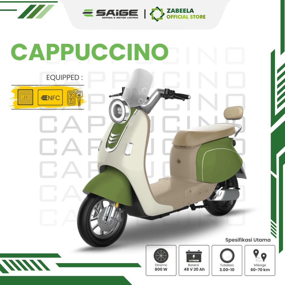 Sepeda Listrik SAIGE CAPPUCINO 800W Garansi Resmi