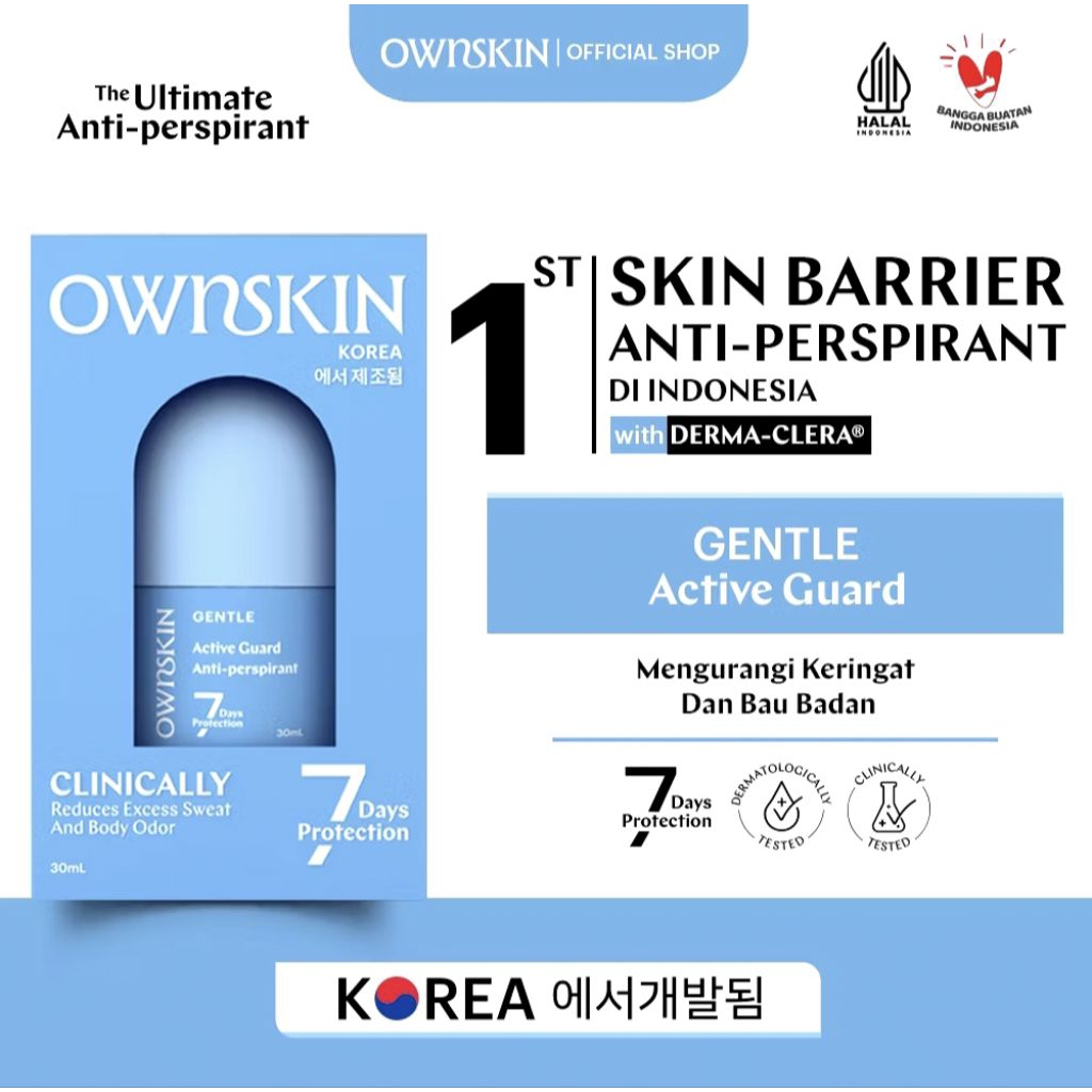 Jual OWNSKIN GENTLE Active Guard Antiperspirant Roll 30ml | Shopee ...