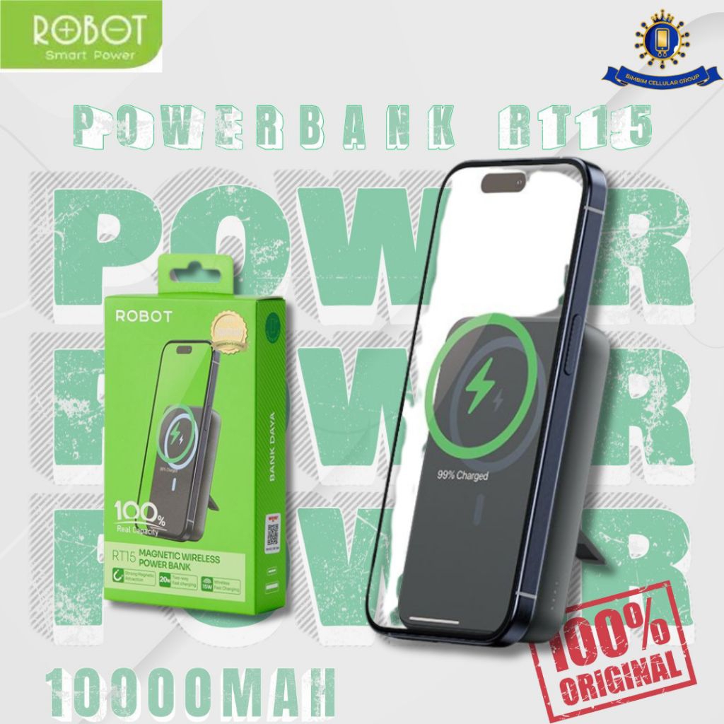 Jual ROBOT RT15 MAGNETIC WIRELESS POWER BANK 10000mAh Fast Charging 20W ...