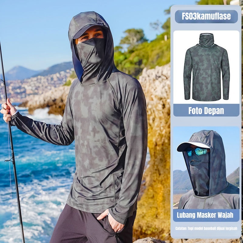 Jual [TOMUA]Pakaian Pelindung Matahari Pria untuk Memancing, Bahan Ice ...