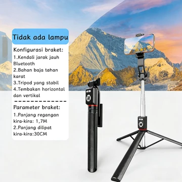 Valore 170CM Tongsis Tripod Bluetooth Selfie Stick Stainless Steel Tongsis Multifungsi Remote