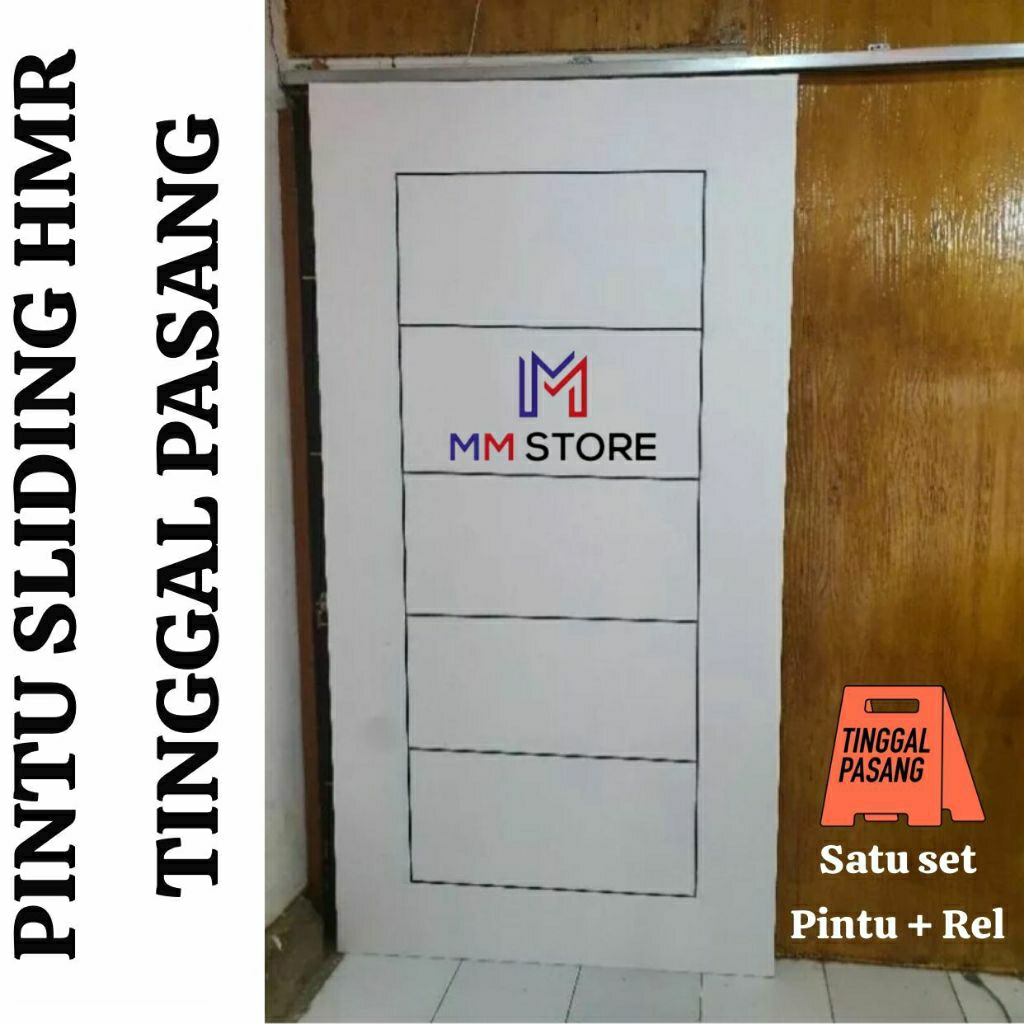 Jual PINTU GESER (HMR / HDF) / PINTU SLIDING SATU SET DAUN PINTU + REL ...